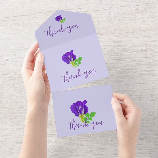 Invitation Tout En Un Floral à fleurs violettes (Déchirure)