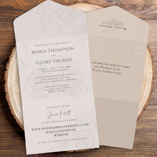 Invitation Tout En Un Floral Elegant Blush Simple Invité Adressé
