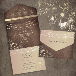 Invitation Tout En Un Floral Rustic Bois Mariage
