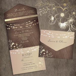 Invitation Tout En Un Floral Rustic Bois Mariage
