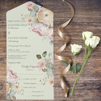 Invitation Tout En Un Flore aux couleurs de printemps doux
