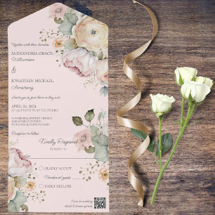 Invitation Tout En Un Flore aux couleurs de printemps doux