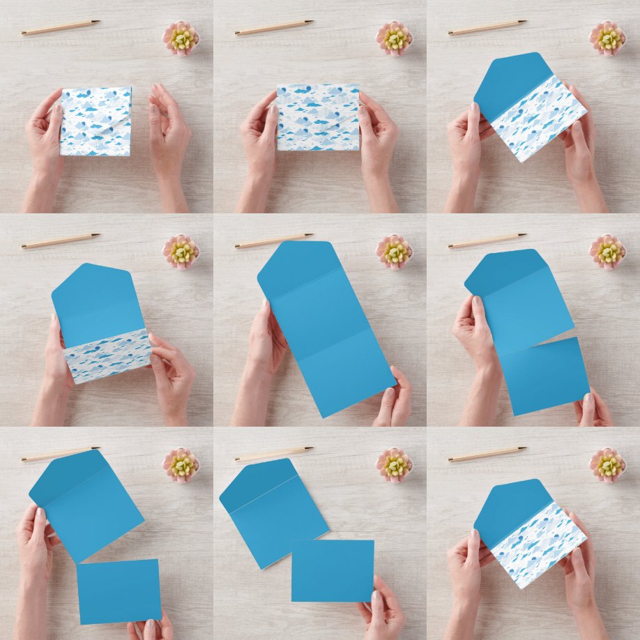 Invitation Tout En Un Fluffy Cloud Sunny White Sky Motif