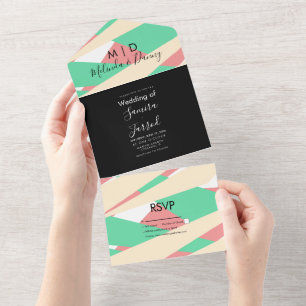 Invitation Tout En Un Formes Géométriques Colorées Mariage