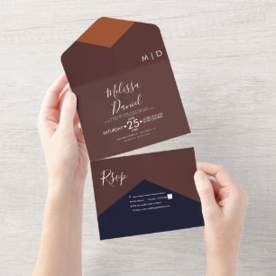 Invitation Tout En Un Formes Géométriques Tons Sombres Mariage  