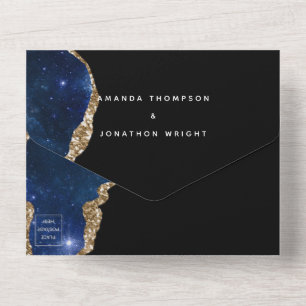 Invitation Tout En Un Galaxy Agate Mariage en pierre