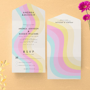 Invitation Tout En Un Gay pride arc-en-ciel doux LGBTQ Mariage coloré
