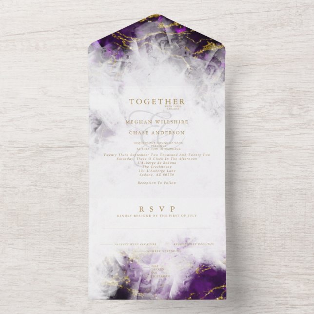 Invitation Tout En Un Géode de cristal d'améthyste élégant (À l'intérieur)