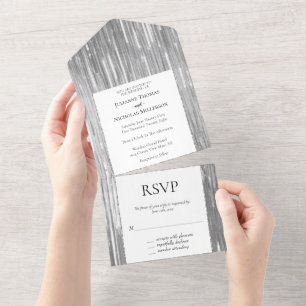Invitation Tout En Un Glam Silver Glitzy Sparkle Mariage