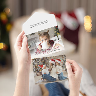 Invitation Tout En Un Gold Sparkings Joyeux Noël Calligraphie Photo