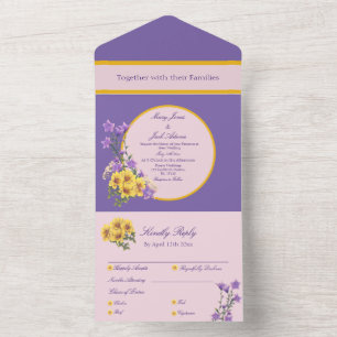 Invitation Tout En Un Goldfinch Spring Garden Mariage rose clair