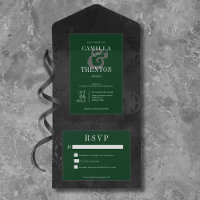 Gothique foncé Noir & Vert Floral Satin Pas de Dîn