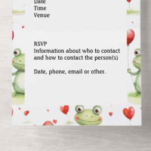 Invitation Tout En Un Grenouille lunaire avec ballons rouges