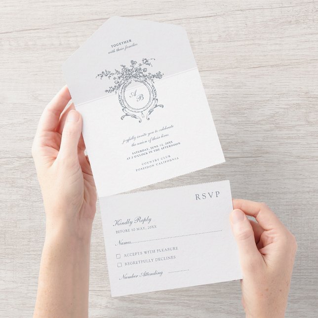 Invitation Tout En Un Hand-Painted Baroque Floral Ornament Wedding (Créateur téléchargé)