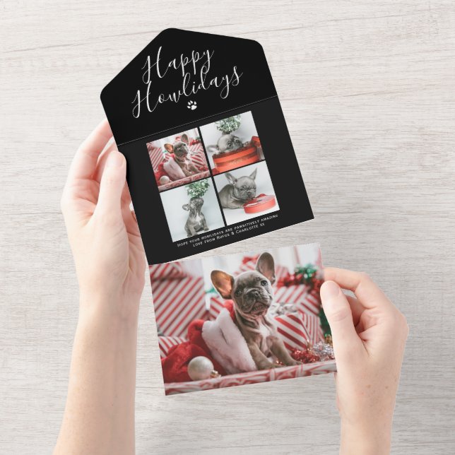 Invitation Tout En Un Happy Howlidays Photo Collage Dog Christmas Card (Déchirure)