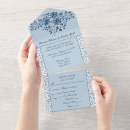 Invitation Tout En Un Harbour Blue Floral et