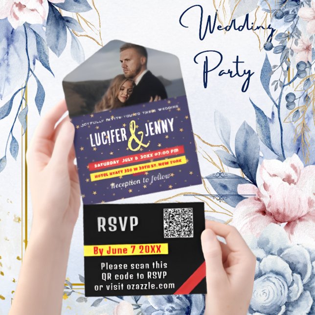 Invitation Tout En Un HD Modern Photo & Ampersand Mariage QR Code RSVP (Créateur téléchargé)