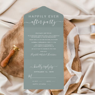 Invitation Tout En Un Heureusement Jamais Après Sage Green Mariage Récep