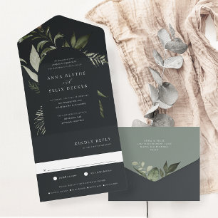 Invitation Tout En Un Hiver Meadow Green Mariage d'arc botanique