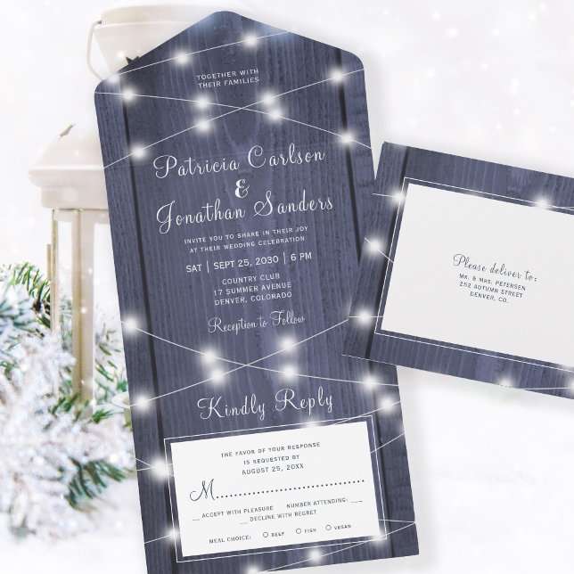 Invitation Tout En Un hiver rustique tout en un mariage rsvp (Créateur téléchargé)