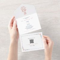Homard Rustic Beach Wedding Rouge & bleu QR RSVP