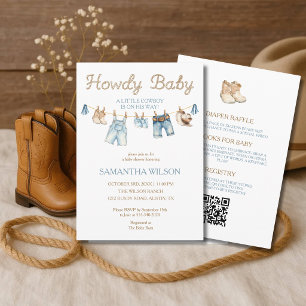 Invitation Tout En Un Howdy Bébé Petit Cow-Boy Bébé