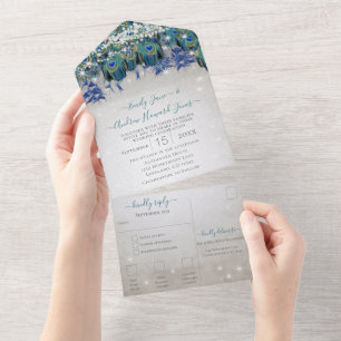 Invitation Tout En Un Indigo Bung Peacock Fairy Lights Mariage