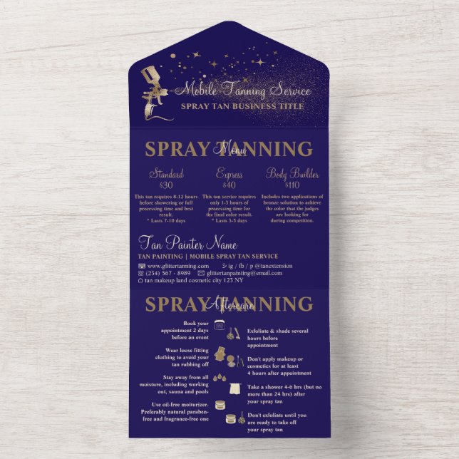 Invitation Tout En Un Instructions pour les soins postérieurs Spray Tan  (À l'intérieur)