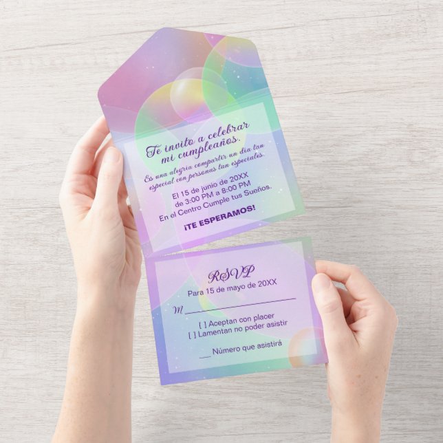 Invitation Tout En Un Invitación Todo En Uno - Cumpleaños - Editable (Déchirure)