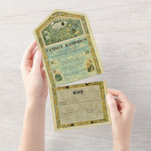 Invitation Tout En Un Invitation à un mariage vintage pour la forêt de l