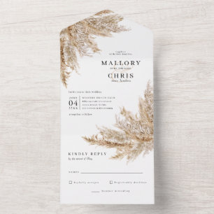 Invitation Tout En Un Invitation de mariage tout-en-un en herbe de Pampa