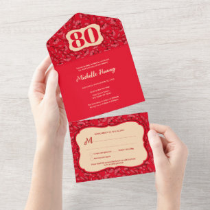 Invitation Tout En Un Invitation pour les 80 ans "Tout en Un" chinois