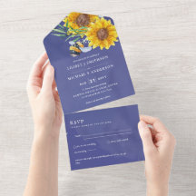 Invite de mariage avec RSVP des tournesols rustiqu