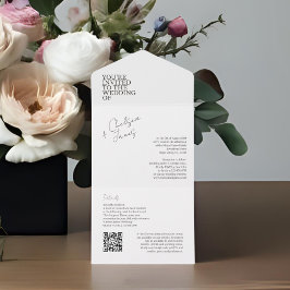 Invitation Tout En Un Ivoire | Chic Moderne tout en un mariage Invitatio