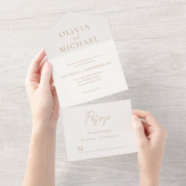 Invitation Tout En Un Ivoire simple et Mariage moderne Tan