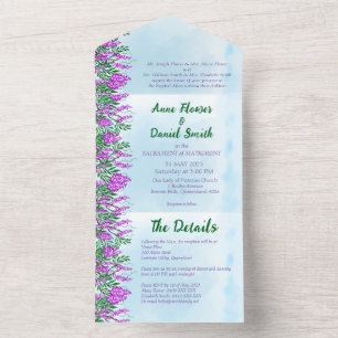 Invitation Tout En Un Jacaranda Sky Blue All in One Wedding Inviter