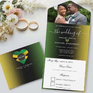 Invitation Tout En Un Jamaïque Ombre Jamaïcain Drapeau Mariage de photos