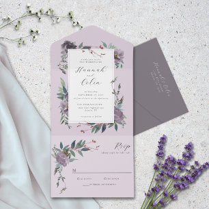Invitation Tout En Un Jardin Botanique Élégant de Lavande Violette