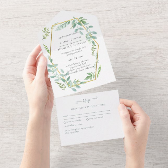 Invitation Tout En Un Jardin botanique Feuille Mariage de verdure (Déchirure)