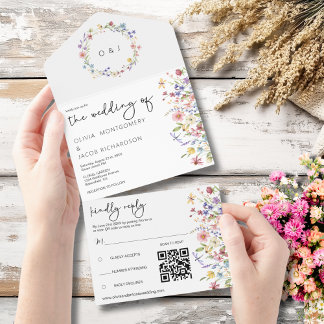 Invitation Tout En Un Jardin de Mariage Rustique Fleur Sauvage RSVP & Co