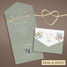 Invitation Tout En Un Jardin Floral Sage Vert Mariage