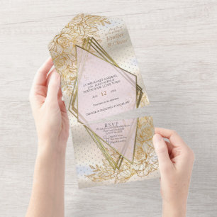 Invitation Tout En Un Jardins italiens & décoration de la ligne Rose or