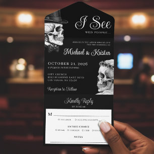 Invitation Tout En Un Je vois des gens mariés crânes gothiques mariage n