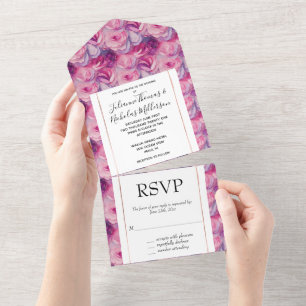 Invitation Tout En Un Joli Mariage de fleurs roses