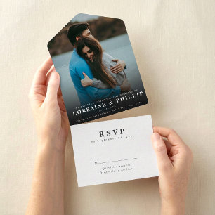 Invitation Tout En Un Joyeux moment Elégant dégradé RSVP Mariage