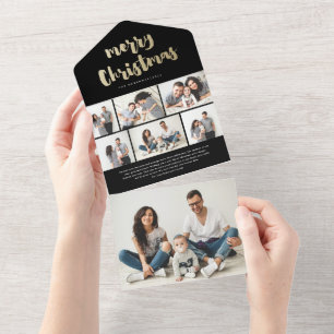 Invitation Tout En Un Joyeux Noël écriture dorée 7 Photo Fêtes