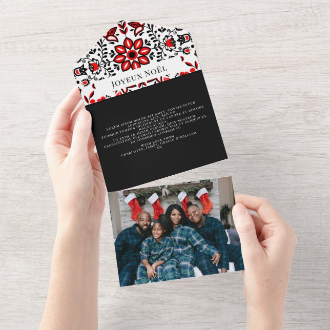 Invitation Tout En Un Joyeux Noël Motif scandinave Noël (Déchirure)