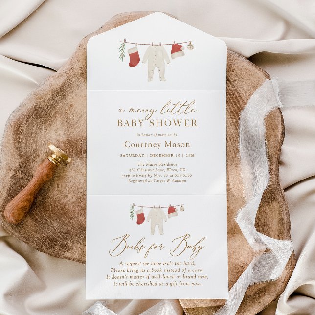 Invitation Tout En Un Joyeux petit Baby shower de Noël d'hiver (Créateur téléchargé)