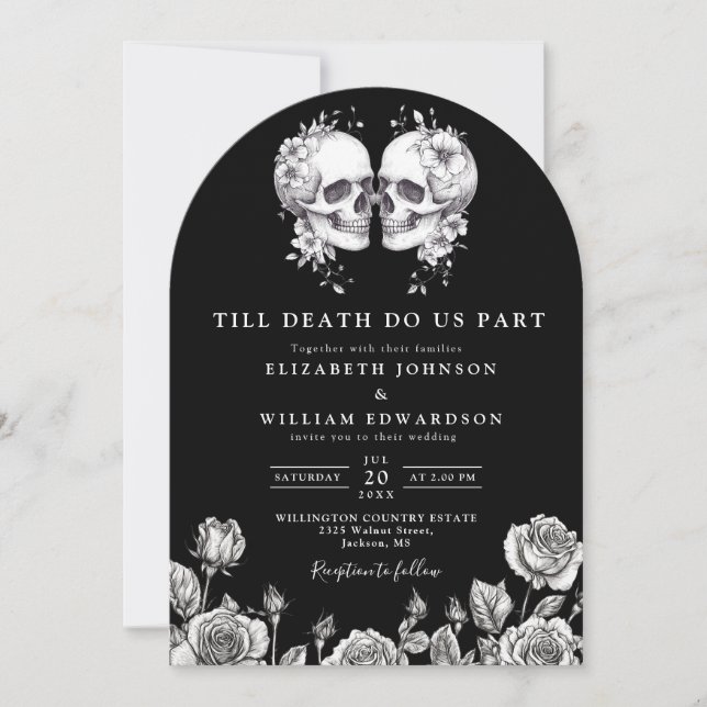 Invitation Tout en un jusqu'à la mort crâne gothique QR Code  (Devant)