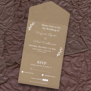 Invitation Tout En Un Kraft & Rustique Mariage RSVP tout en un